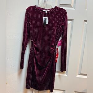 Elegant Velvet Burgundy Dress